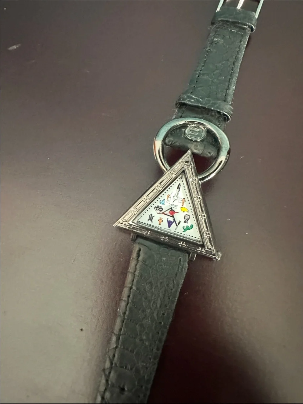 Triangular Novelty Watch with Black Strap